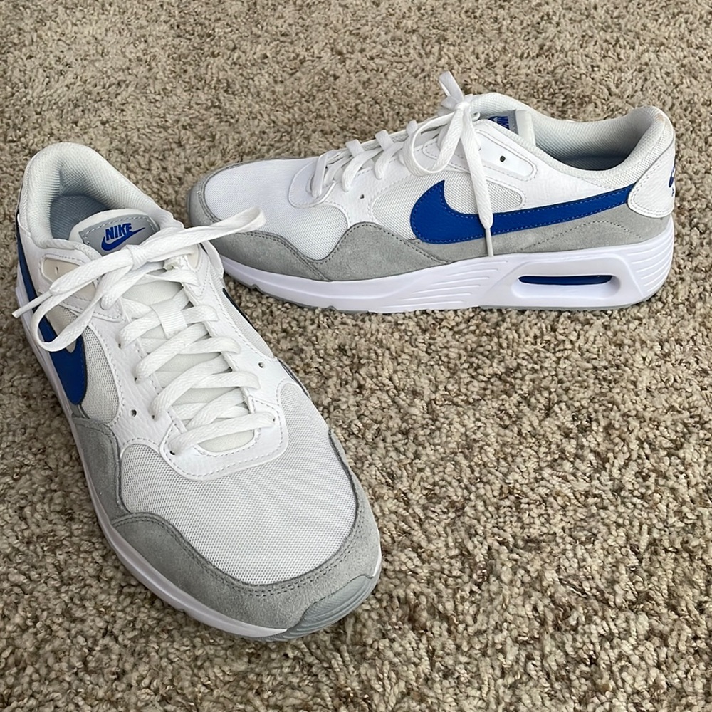 New! Nike Air Max SC Running Shoes #CW4555-101 White/Royal Blue/Gray Men’s Sz 11